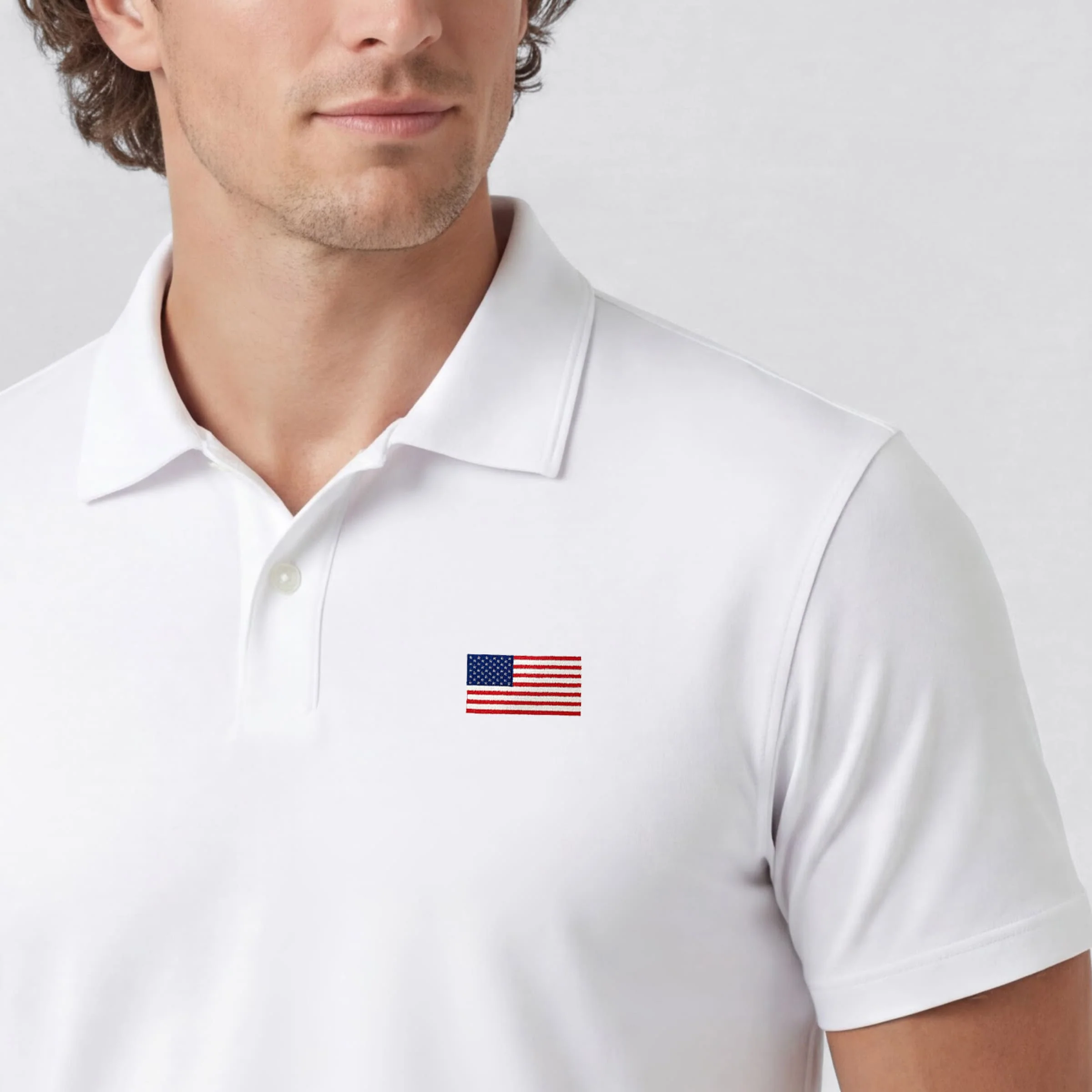 Clubhouse Pique Polo -- USA Flag - Image 3